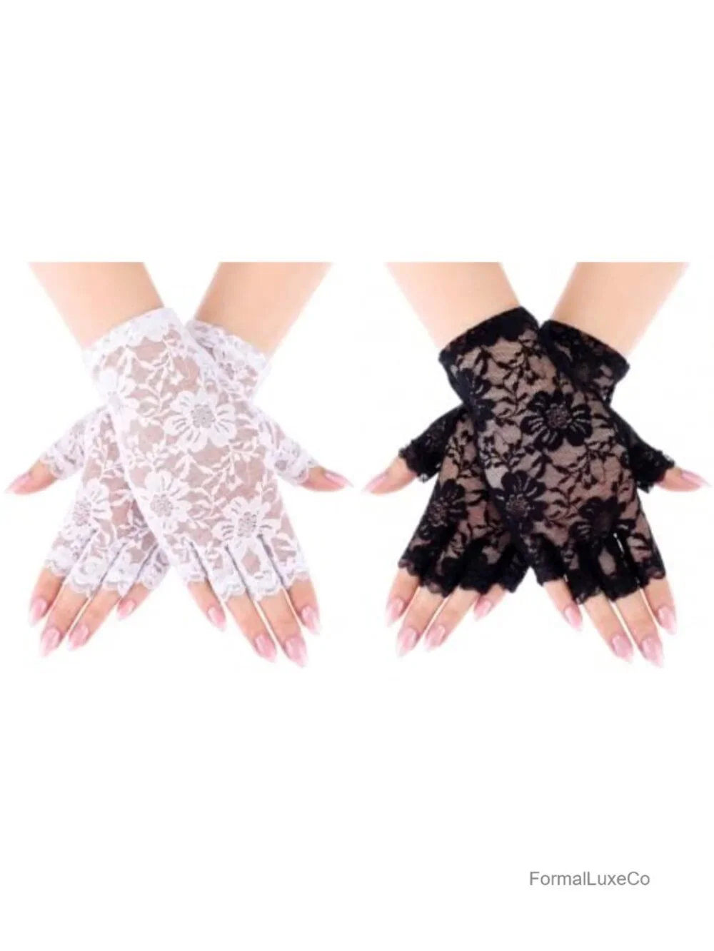 Lace Gloves for Women 1920s Bridal Short Floral Wedding Opera Tea Party